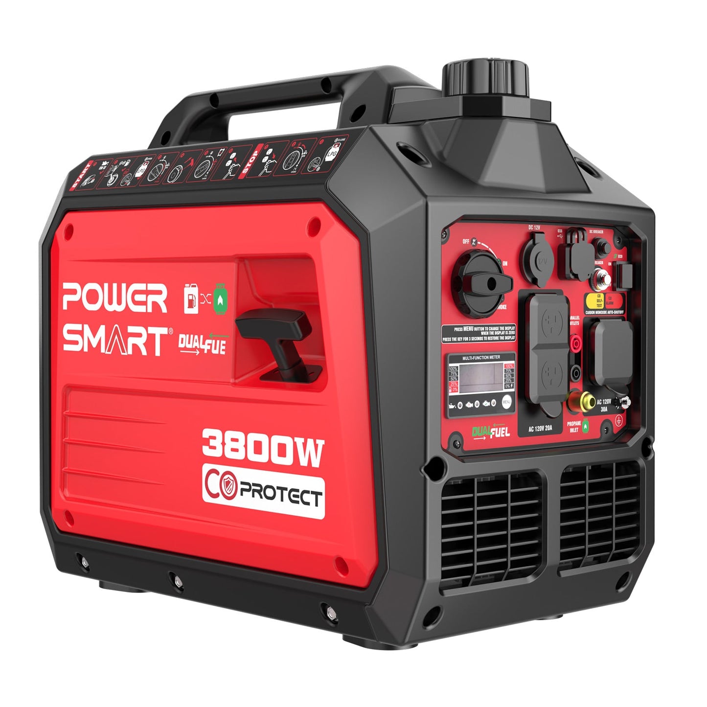 3800W/3500W Gas/Propane Inverter Generator w/ CO Alert