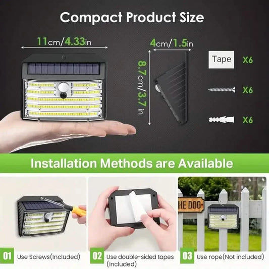 Solar Motion Sensor Security FloodLight 126 LED Outdoor Wide Angle