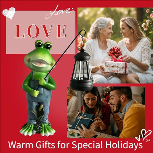 Cute Cowboy Frog Garden Statue Solar Light