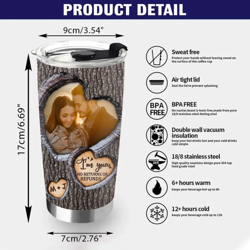 Custom Personalized Couple Tumbler - Upload Photo