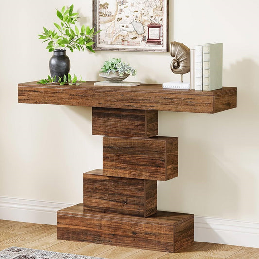 Modern Farmhouse 42" Console Accent Sofa Table in Rustic Brown Wood Finish