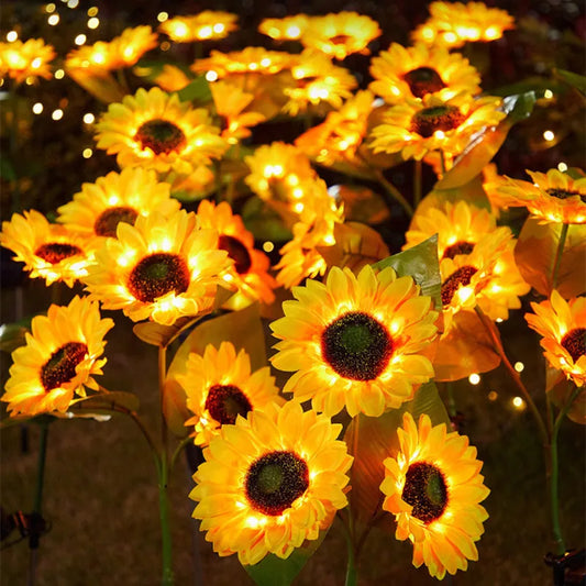 Solar Sunflower 3 Heads or 1 Head LED