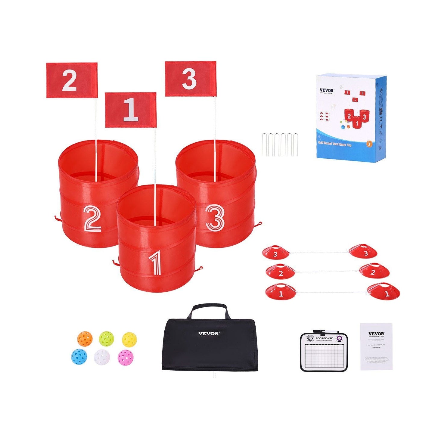 Backyard Golf Game 3 Hole Bucket Golf Game for Kids and Adults