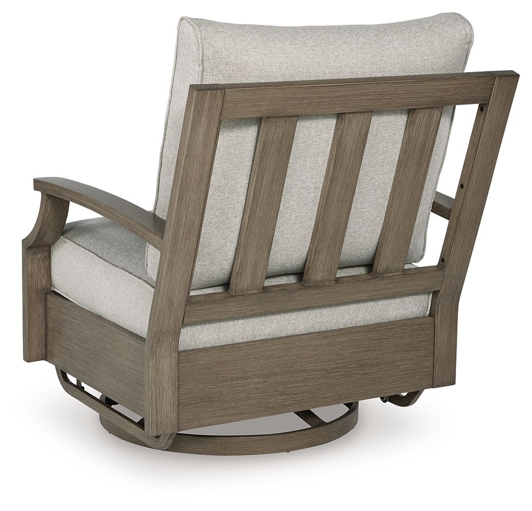 Swivel Glider Chair With Cushion - Brown / Beige