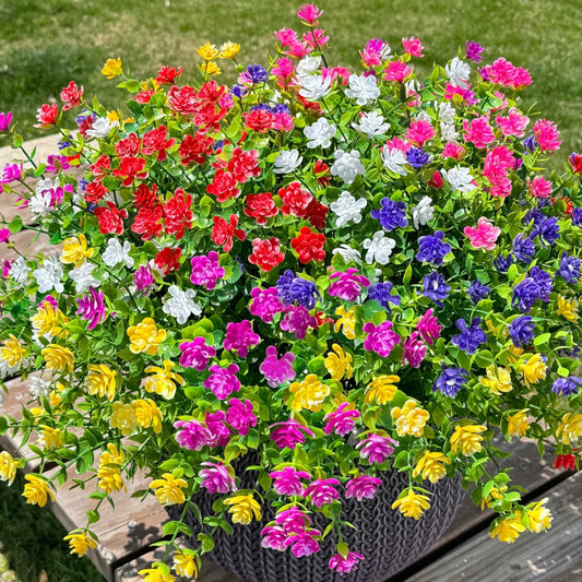 Artificial Fall Mums Flowers 12 Bundles UV Resistant Mix Color