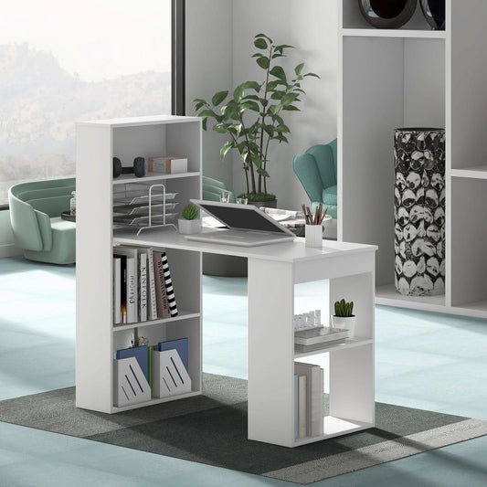 Space-Saving 48 Inch Desk with Bookshelf