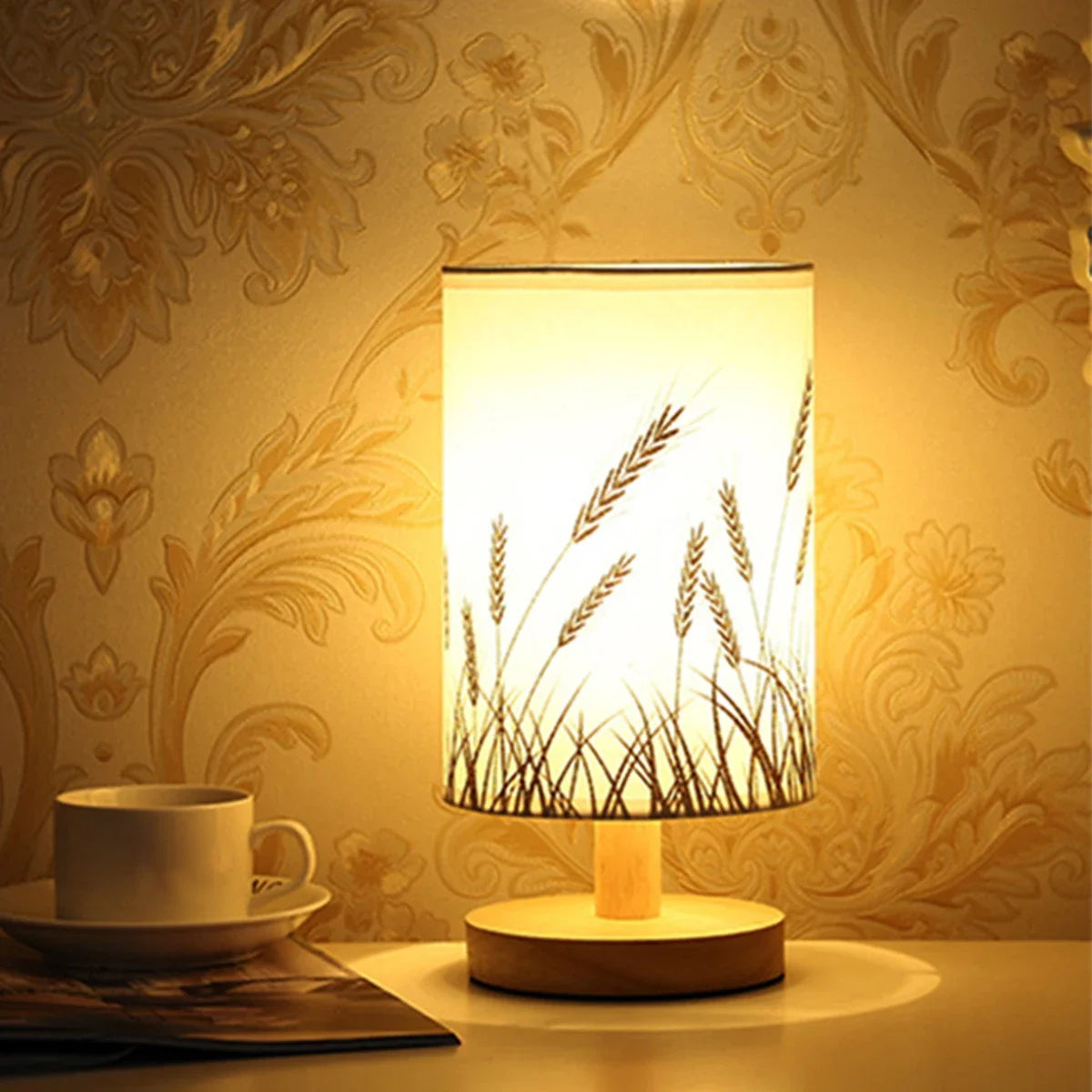 Linen Table Lamp LED Linen Night Lamp w/Warm White