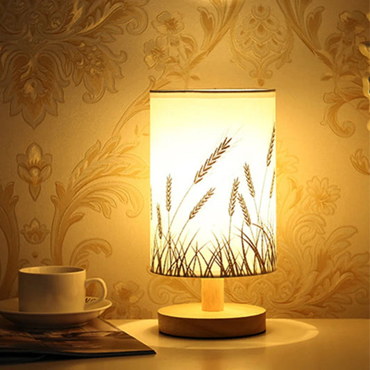 Linen Table Lamp LED Linen Night Lamp w/Warm White