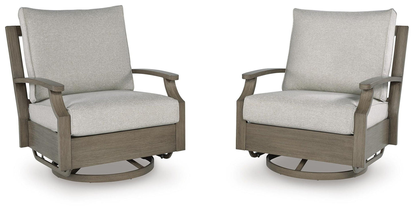 Swivel Glider Chair With Cushion - Brown / Beige