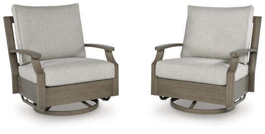 Swivel Glider Chair With Cushion - Brown / Beige