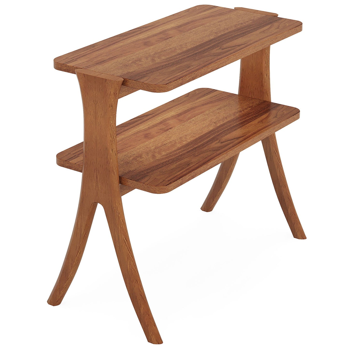 Narrow 2 Tier Side Slim Accent Table - Walnut