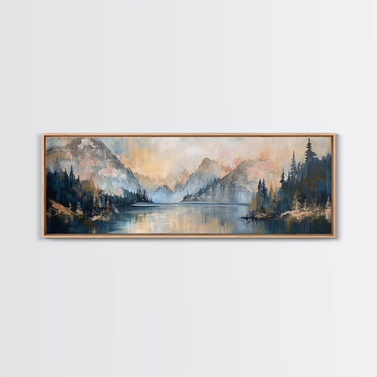 Mountain Lake Reflection Framed Canvas Wall Art