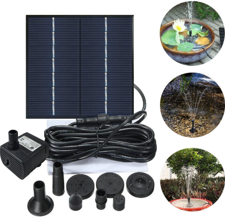 Solar Panel Powered Water Fountain 3 Spray Heads