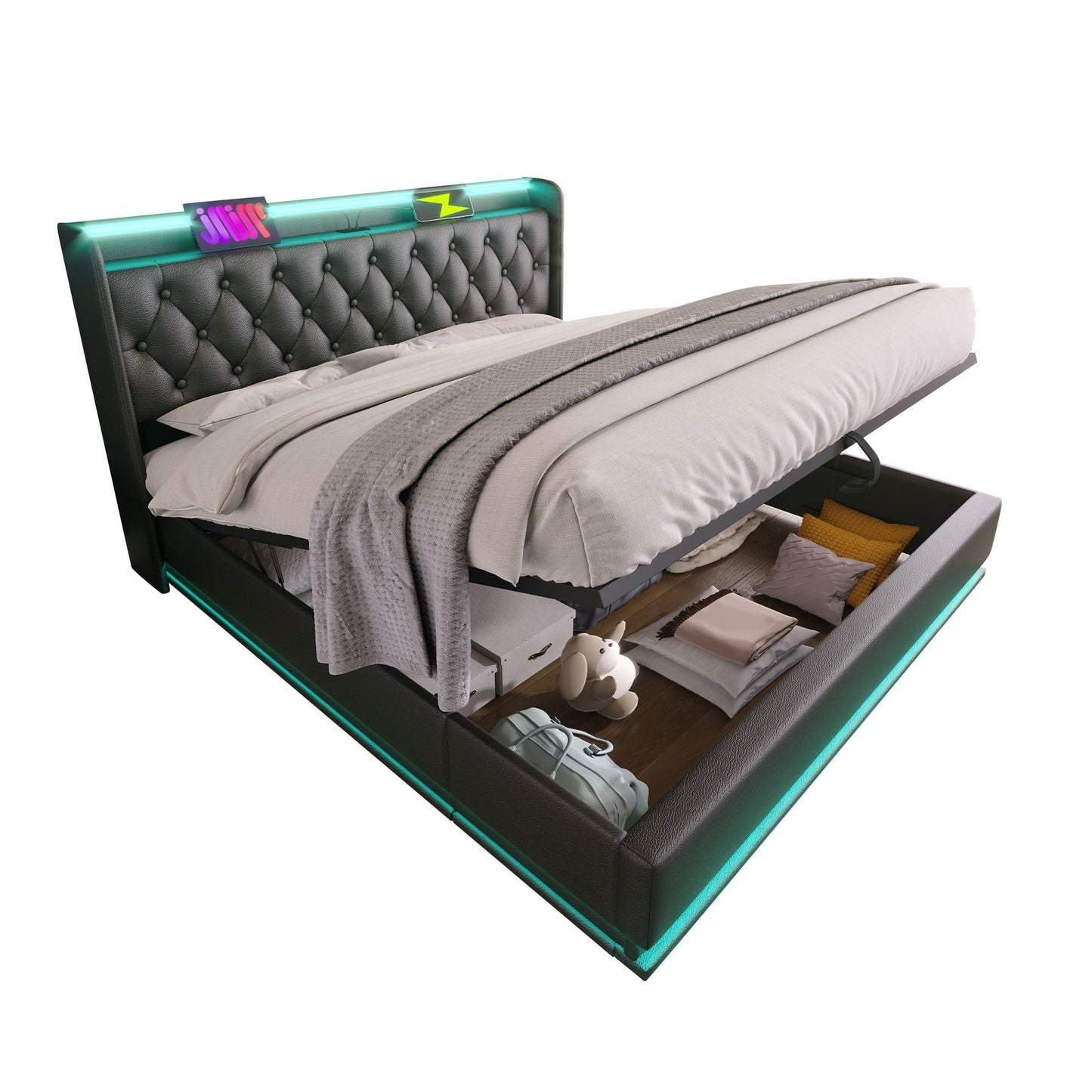 Hydraulic Storage Bed With USB (Without Mattress)