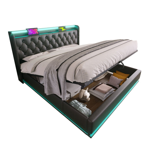 Hydraulic Storage Bed With USB (Without Mattress)