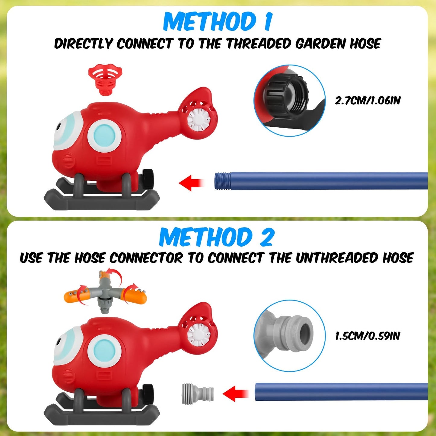 2 In 1 Water Sprinkler Baseball Helicopter Toy for Kids