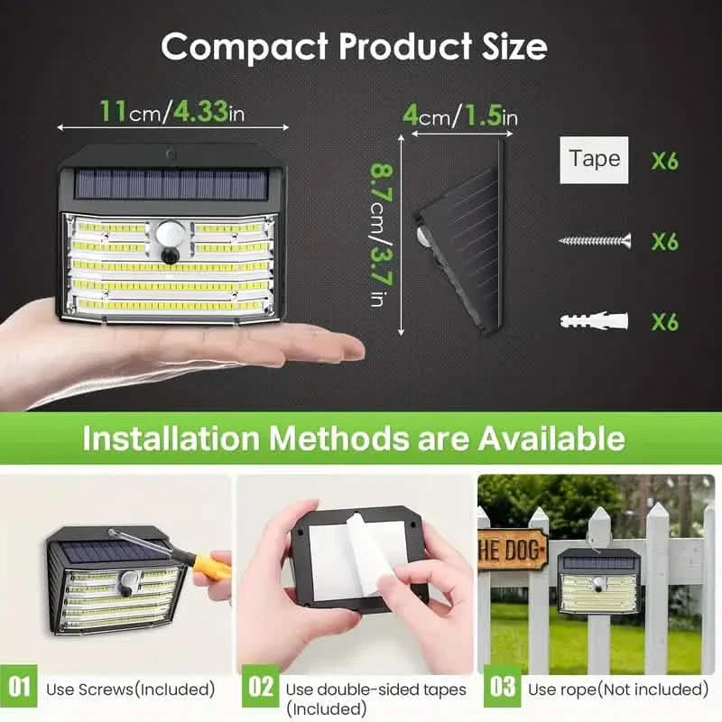 Solar Motion Sensor Security FloodLight 126 LED Outdoor Wide Angle