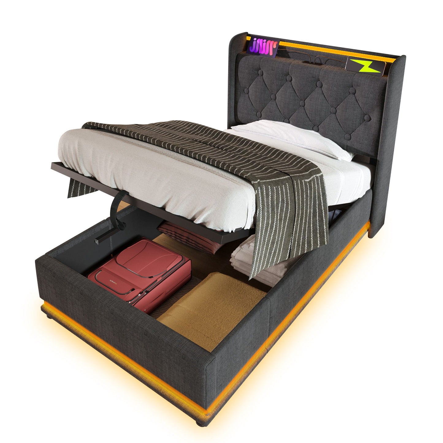 Hydraulic Storage Bed With USB (Without Mattress)