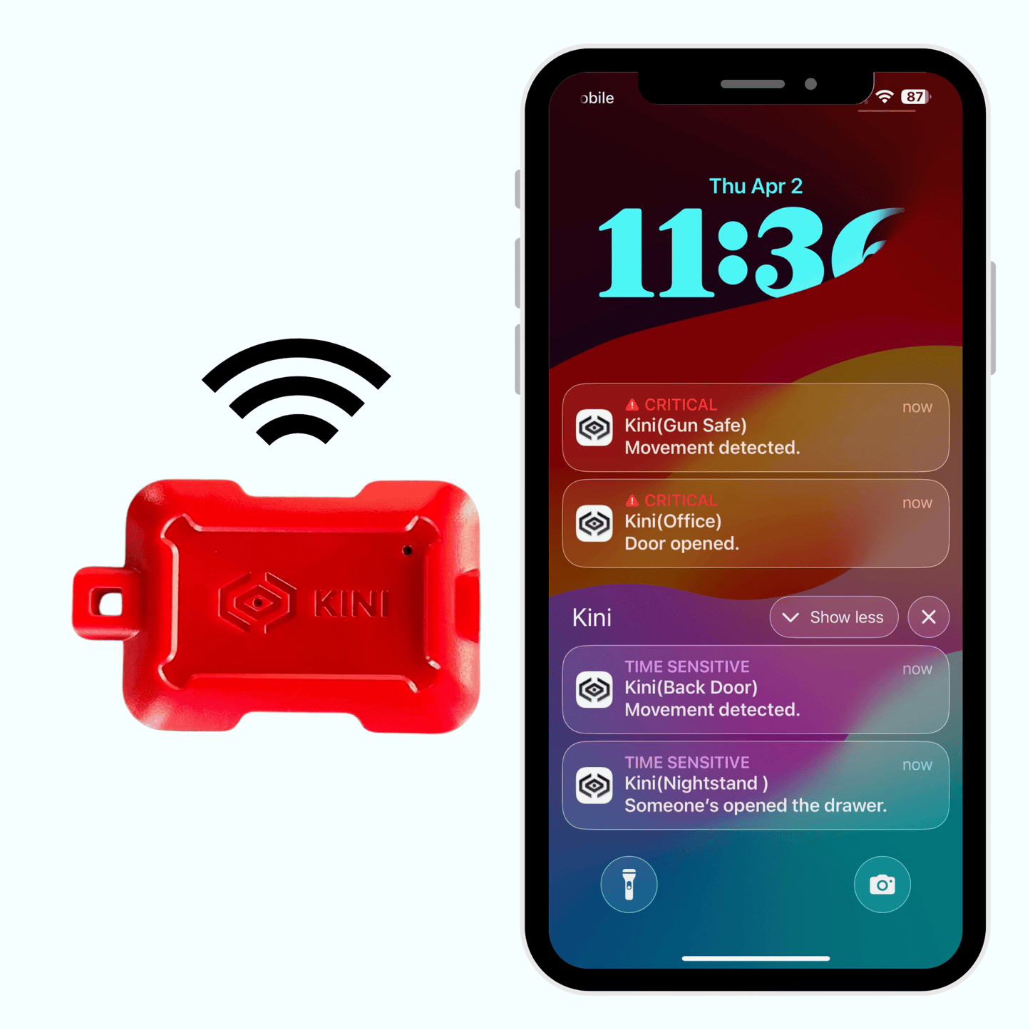Kini SafeAlert -- Wi-Fi Tamper Alert Device with Real-Time SMS, Email & Push Notifications