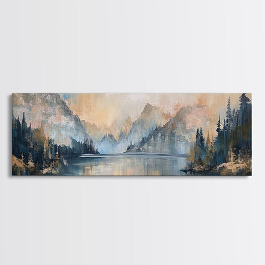 Mountain Lake Reflection Framed Canvas Wall Art