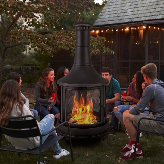 Outdoor Fire Pit w/ Grill for Backyard BBQ Bonfire Deck and Patio
