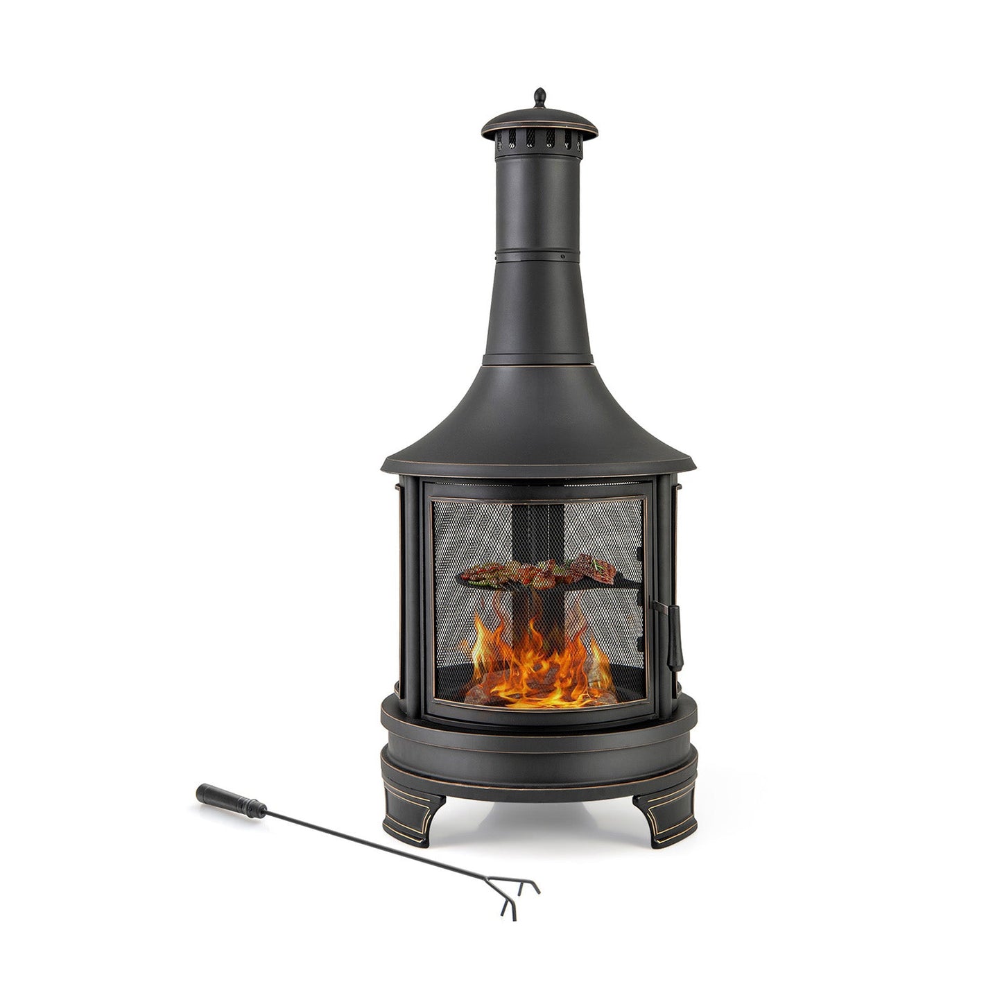 Outdoor Fire Pit w/ Grill for Backyard BBQ Bonfire Deck and Patio