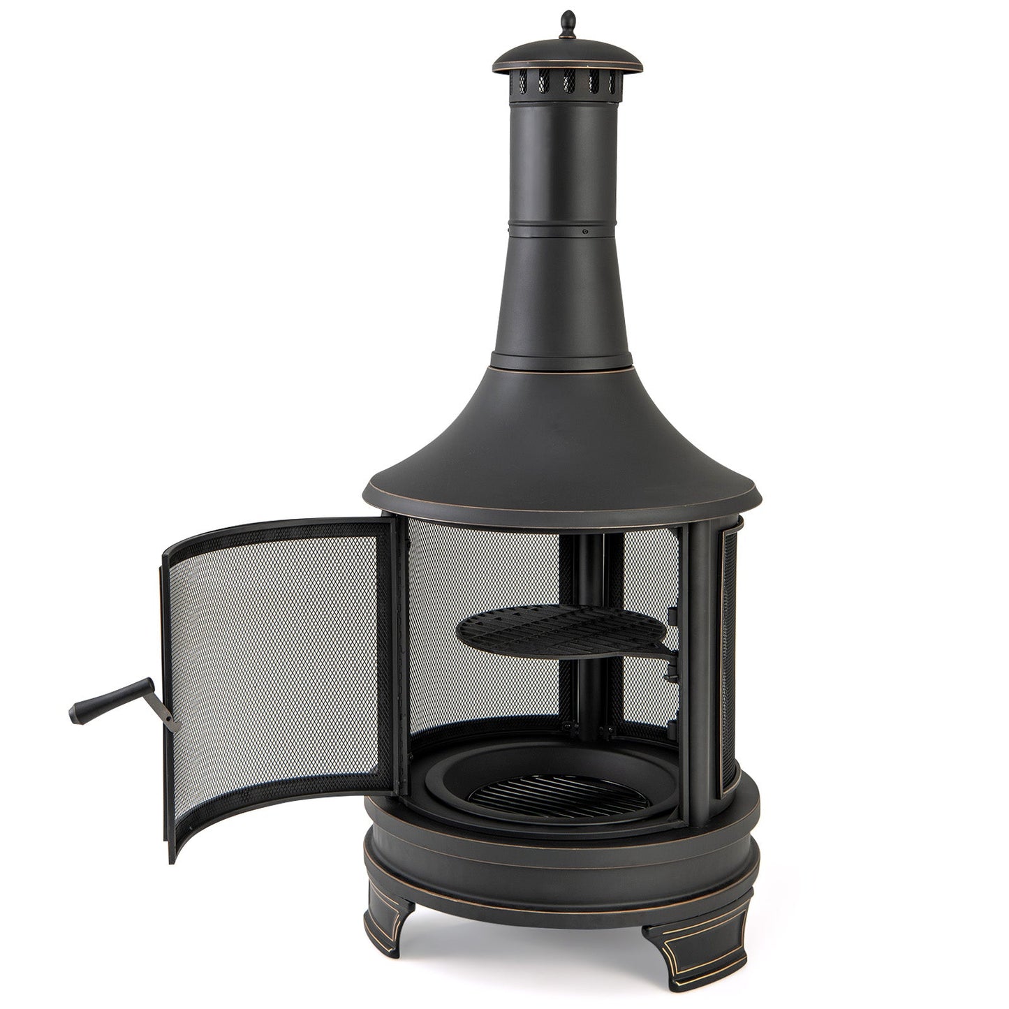 Outdoor Fire Pit w/ Grill for Backyard BBQ Bonfire Deck and Patio