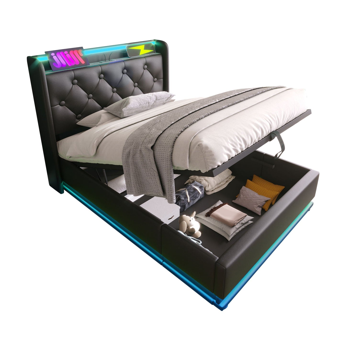Hydraulic Storage Bed With USB (Without Mattress)