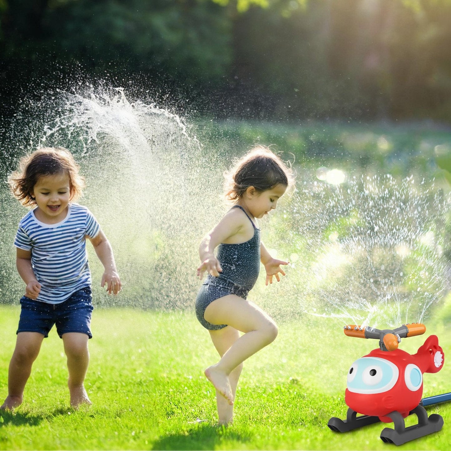 2 In 1 Water Sprinkler Baseball Helicopter Toy for Kids