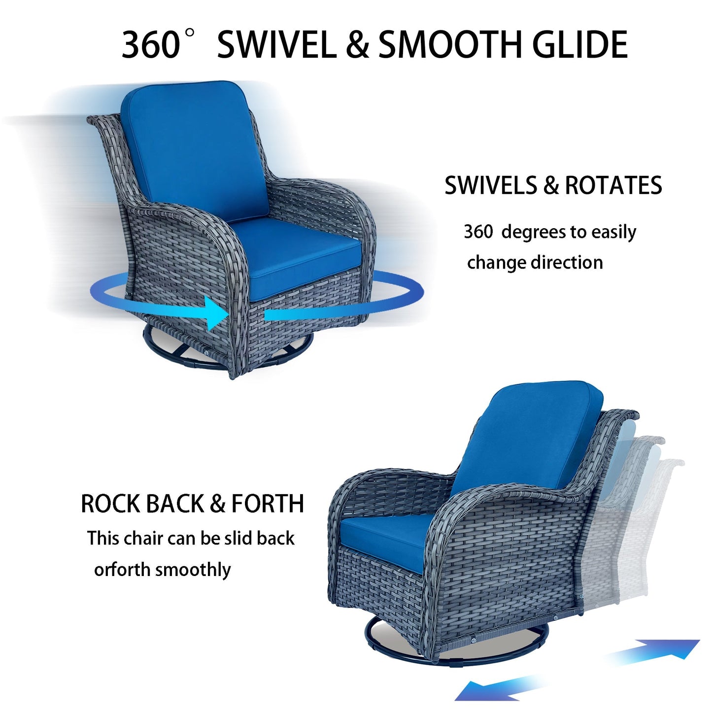 Wicker Patio Furniture Set - 3 Piece Rattan