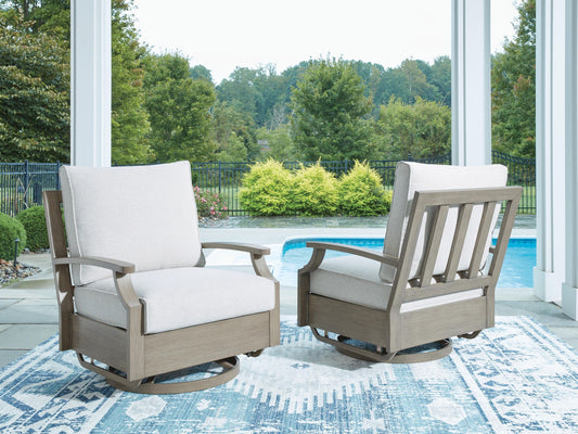 Swivel Glider Chair With Cushion - Brown / Beige