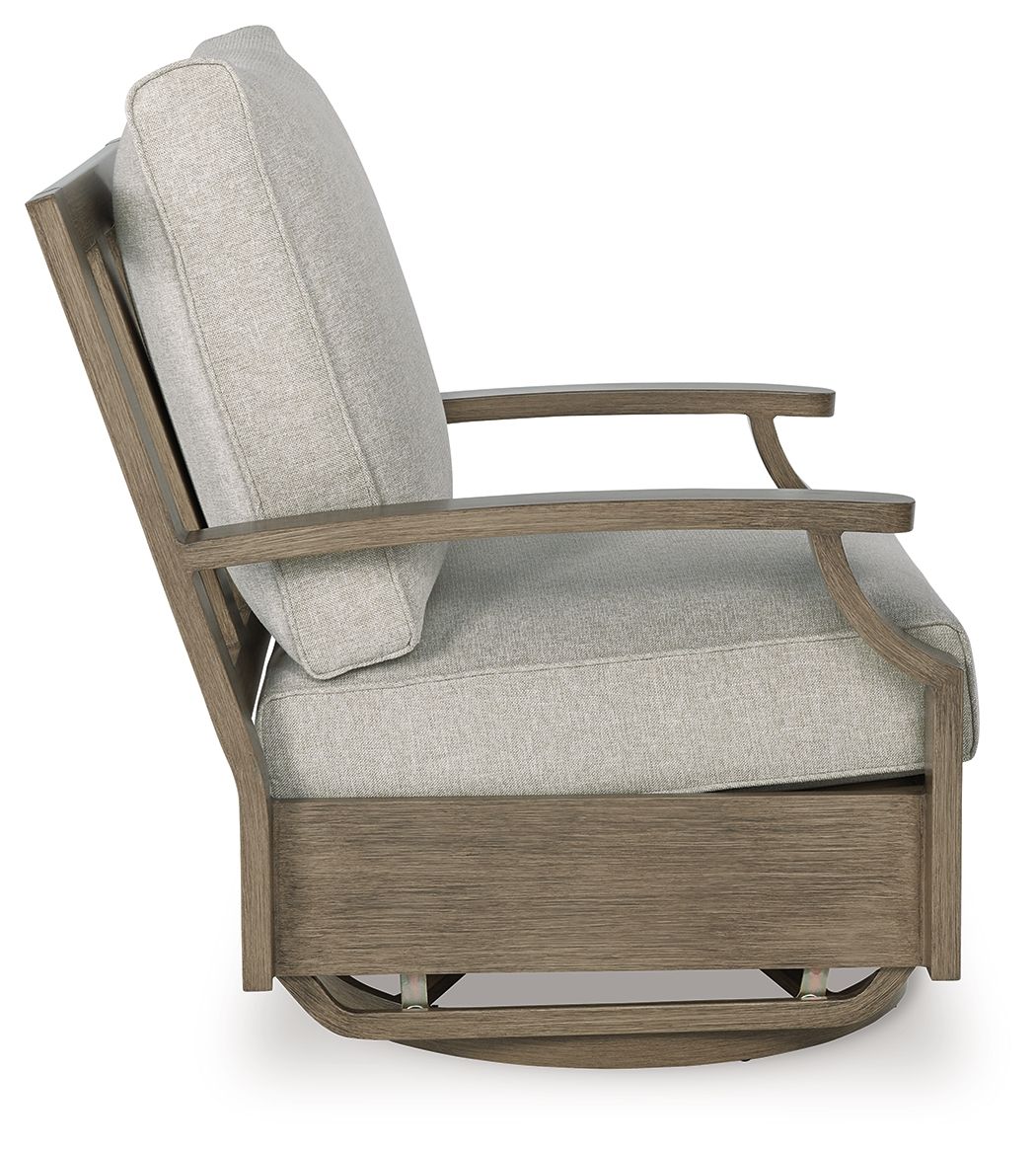 Swivel Glider Chair With Cushion - Brown / Beige