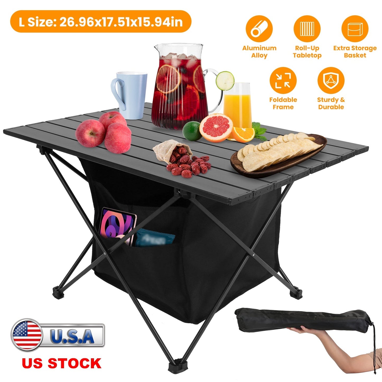 Foldable Camping Table With Storage