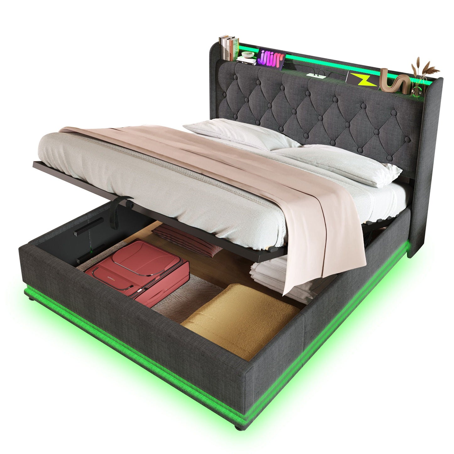 Hydraulic Storage Bed With USB (Without Mattress)