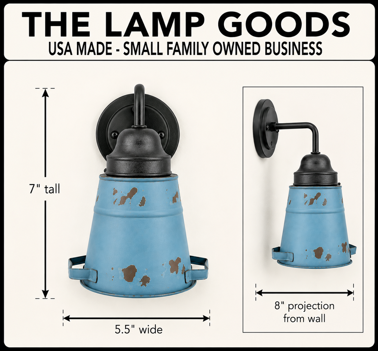 Distressed Rustic Blue Farmhouse Wall Sconce
