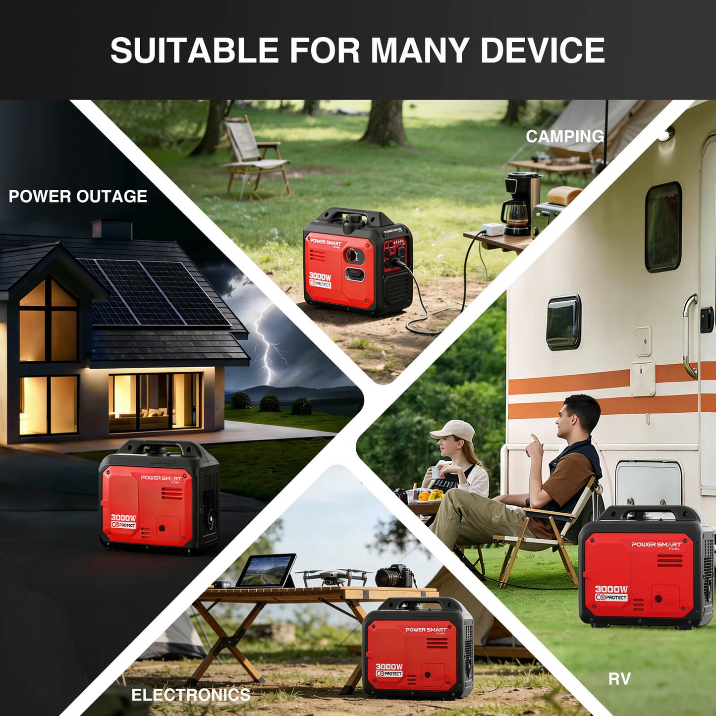 3000W Inverter Gas Generator w/ CO Alert