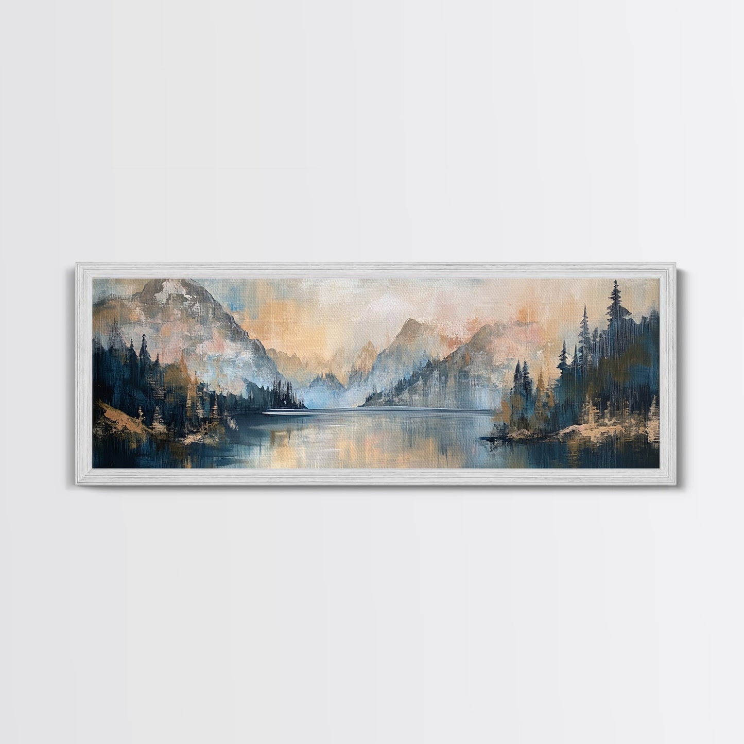 Mountain Lake Reflection Framed Canvas Wall Art