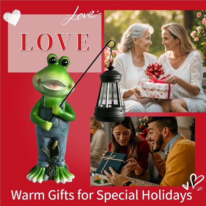 Cute Cowboy Frog Garden Statue Solar Light