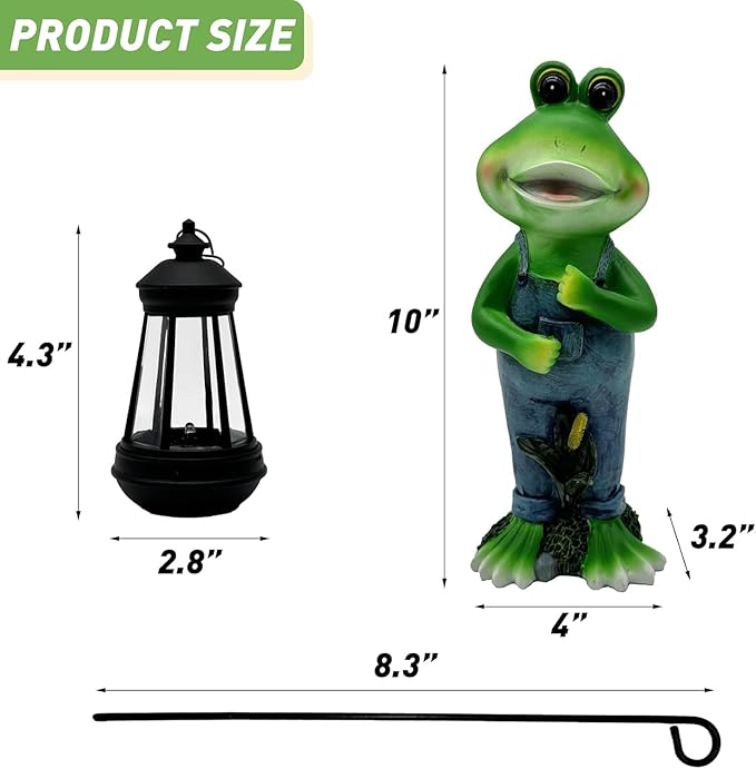 Cute Cowboy Frog Garden Statue Solar Light