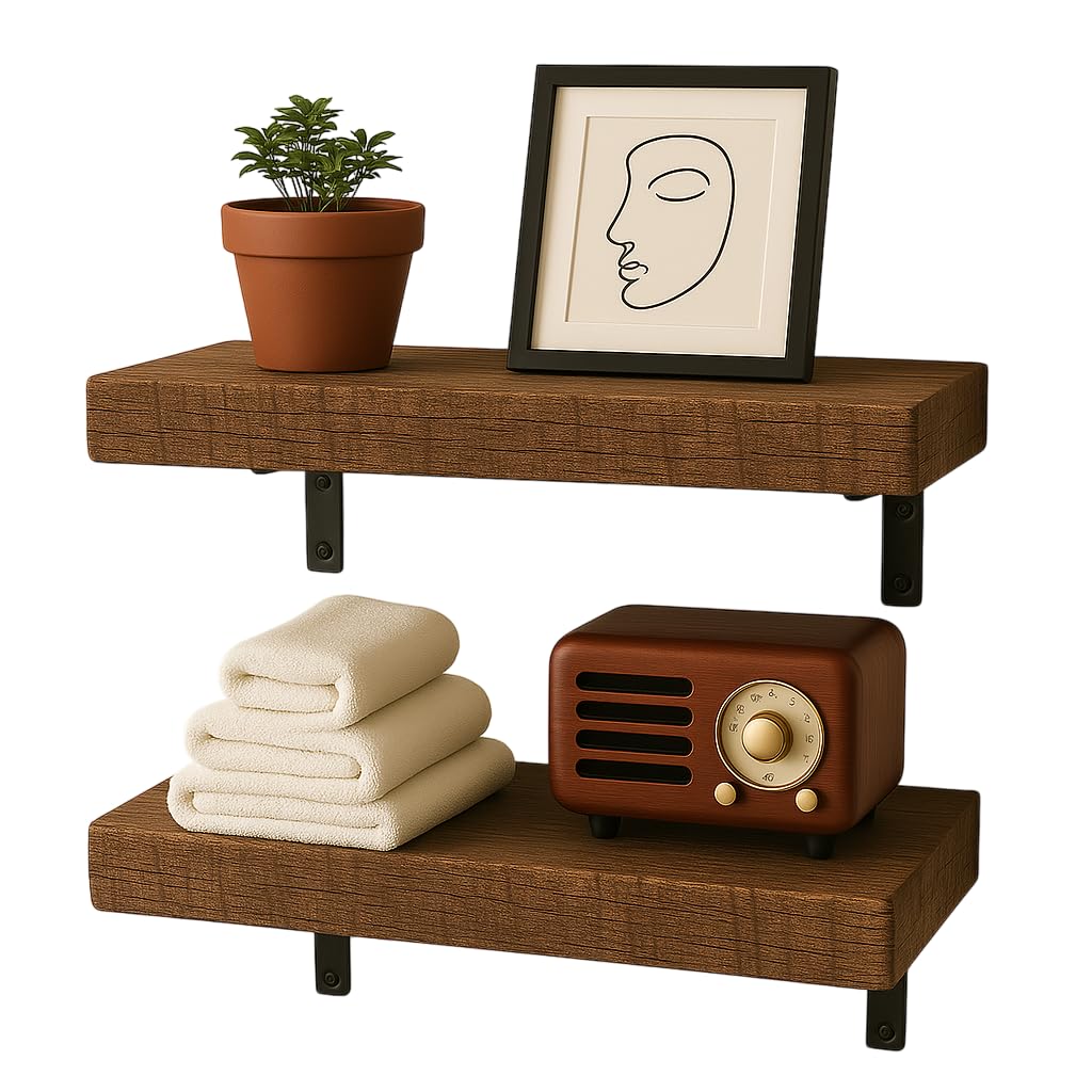 Floating Shelves for Wall – Solid Wood Rustic Hanging Shelves