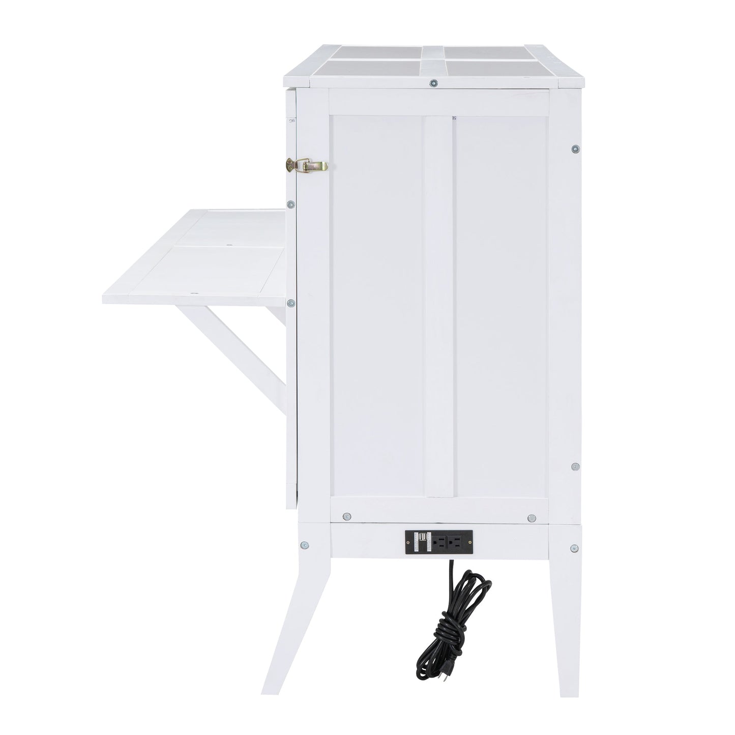 Queen Murphy Bed w/ Built-In Charging Station & a Shelf  White