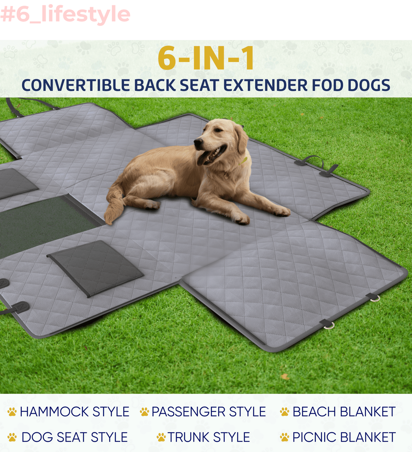 Large Seat Guard Waterproof Back Seat Cover w/Storage Pockets