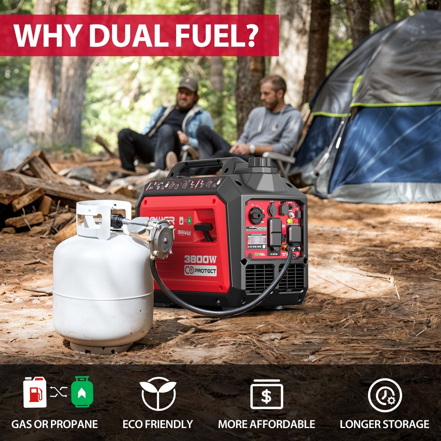 3800W/3500W Gas/Propane  Inverter Generator w/ CO Alert