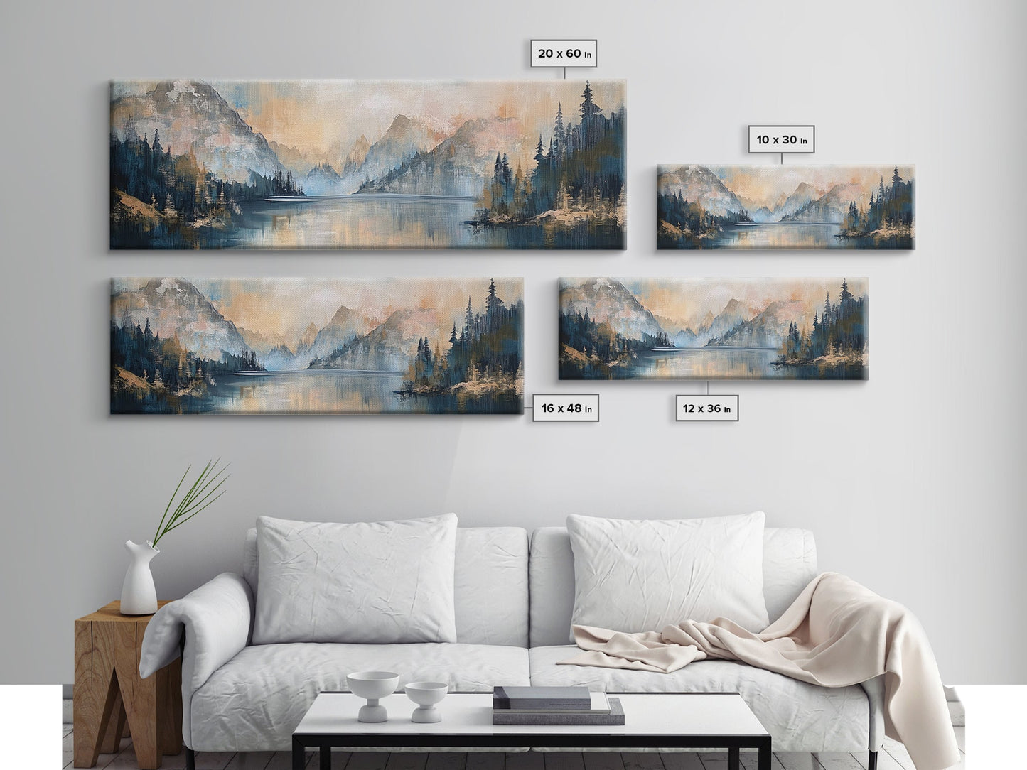 Mountain Lake Reflection Framed Canvas Wall Art