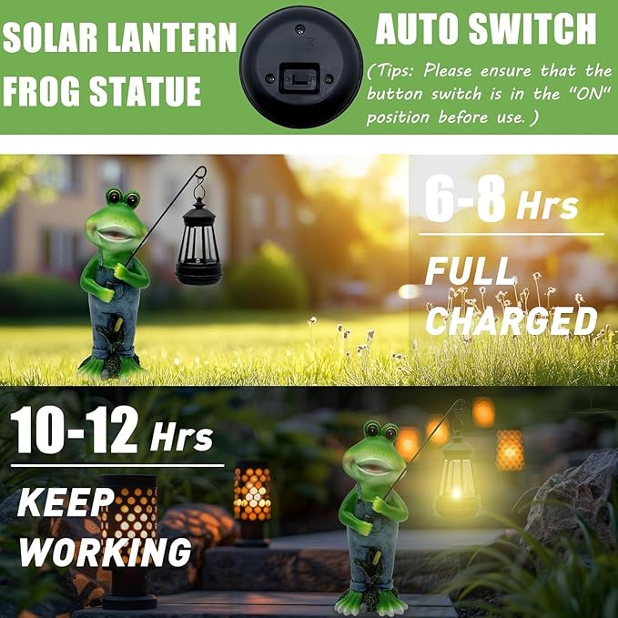 Cute Cowboy Frog Garden Statue Solar Light