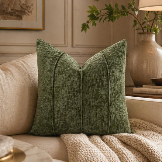 Fennco Styles Beige Chenille Lumbar Throw Pillow  Home and Cottage Décor, 1-Pack