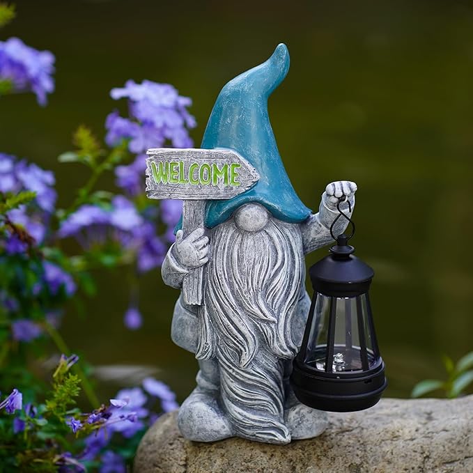 Welcome Gnomes with Solar Lantern