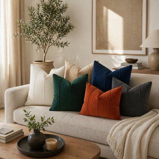 Fennco Styles Beige Chenille Lumbar Throw Pillow  Home and Cottage Décor, 1-Pack