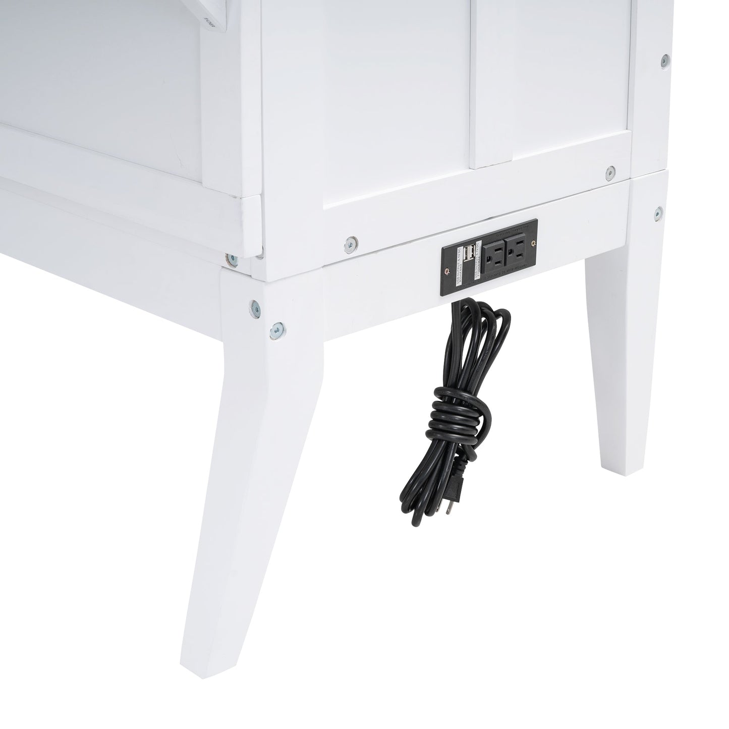 Queen Murphy Bed w/ Built-In Charging Station & a Shelf  White
