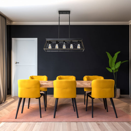 5-Light Farmhouse  Modern Rectangular Island Lights (No Bulbs)
